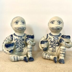 Vintage Pair of Asian Cobalt Monkeys 🖤 RARE
